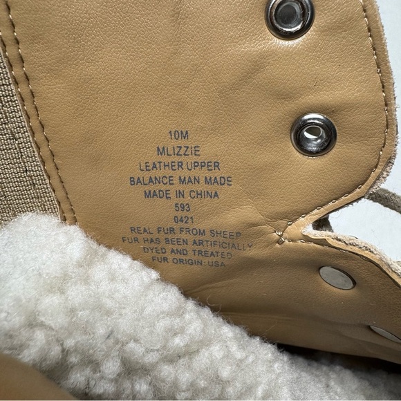 Marc Fisher Izzie Suede Lace-Up Lugsole Shearling Ankle Boots Size 10 Oasis Tan - Picture 5 of 10